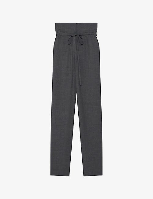 IRO: Hopie waist-tie straight-leg high-rise stretch-wool trousers