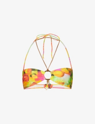 Jaded London Citrus Burst Charm Embellished Bikini Top Selfridges