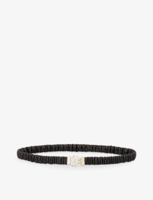 SANDRO: Cicily logo-buckle elasticated-leather belt