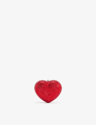 JUDITH LEIBER COUTURE: Heart crystal-embellished brass pillbox