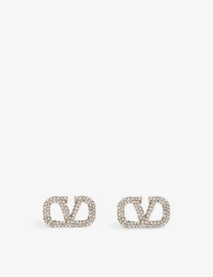 VALENTINO GARAVANI: VLOGO crystal-embellished metal single earring
