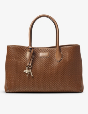 ASPINAL OF LONDON: London interwoven leather tote bag