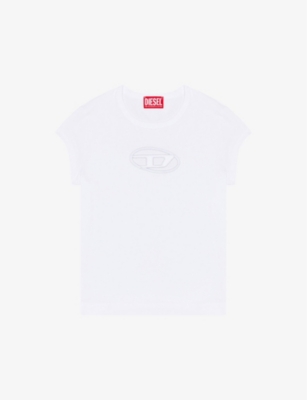 DIESEL: Tangie Oval D-embroidered stretch cotton-jersey T-shirt