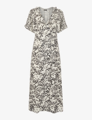 WHISTLES: Dandelion floral-print short-sleeve woven midi dress