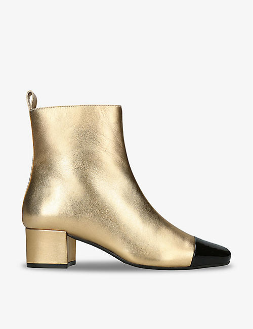 CAREL: Estime contrast-toe leather heeled ankle boots
