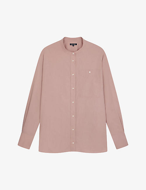 SOEUR: Vannes stand-collar buttoned-cuff cotton shirt