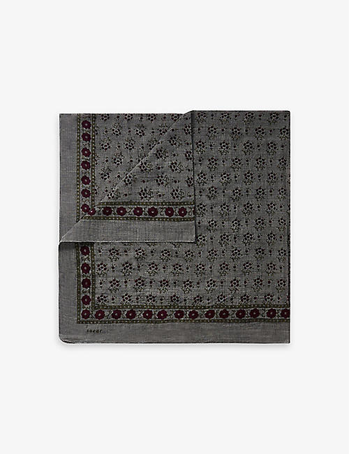 SOEUR: Foulard graphic-print wool-twill scarf