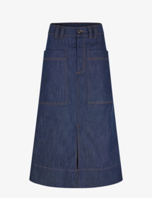 SOEUR: Volos pocket-embellished stretch-denim maxi skirt