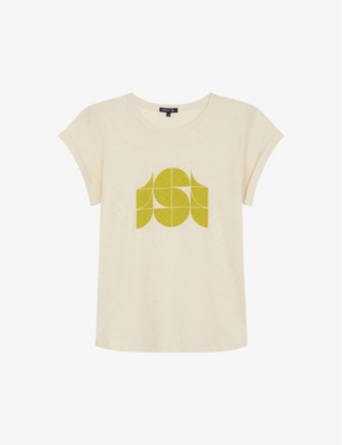 SOEUR: Valentina brand-print organic-cotton and linen-blend T-shirt
