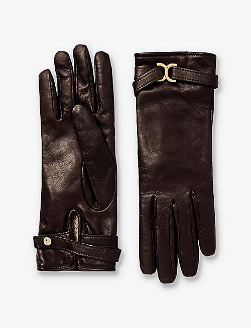 CHLOE: Marcie brand-plaque leather gloves