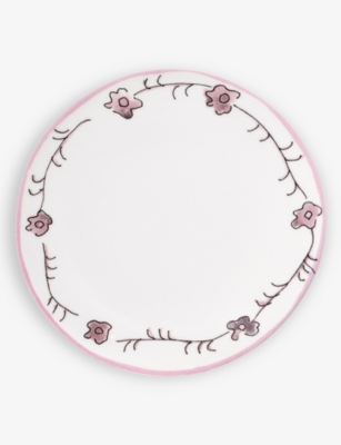 MARNI: Serax x Marni Viola Prugna flower-motif bone-china plate 16cm set of two