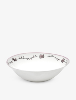 MARNI: Serax x Marni Midnight Flowers flower-motif bone-china bowl 18cm set of two