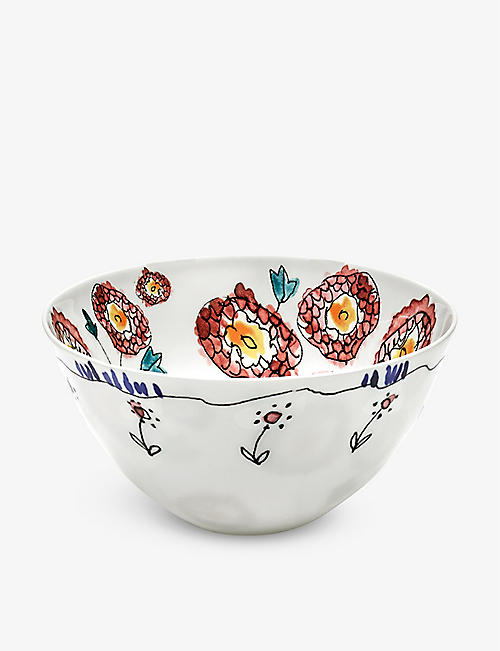 MARNI: Serax x Marni Midnight Flowers flower-motif bone-china serving bowl 15cm set of two