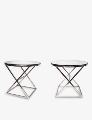 VINTERIOR: Pre-loved 90s glass and chrome side tables set of two