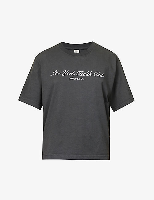 SPORTY & RICH: New York Health Club slogan-print cotton T-shirt