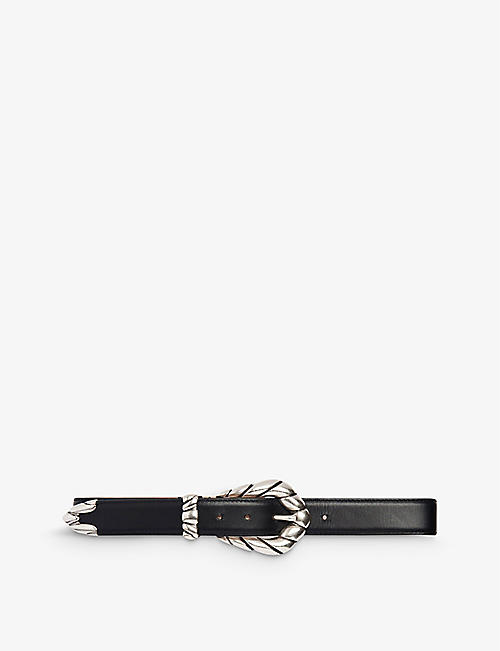 IRO: Embella stud-embellished leather buckle belt
