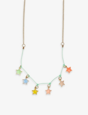 MERI MERI: Multicoloured star pendant metal and enamel necklace