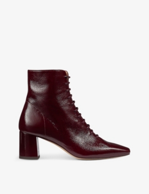 LK BENNETT: Arabella square-toe patent-leather heeled ankle boots