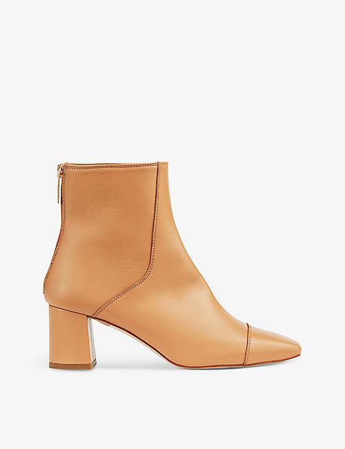 LK BENNETT: Maxine topstitched leather heeled ankle boots