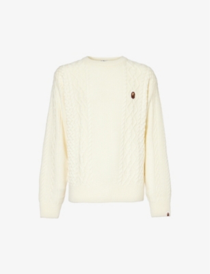A BATHING APE: Brand-embroidered cable-texture knitted jumper