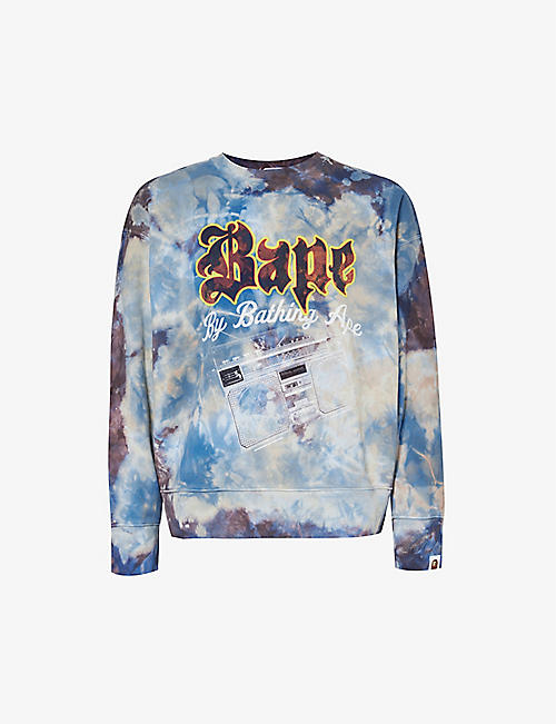 A BATHING APE: Boombox tie-dye cotton-blend sweatshirt