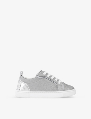 CHRISTIAN LOUBOUTIN: Funnyto glitter-leather low-top trainers 4-9 years