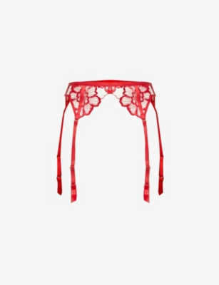 BLUEBELLA: Catalina floral-embroidered mesh suspender