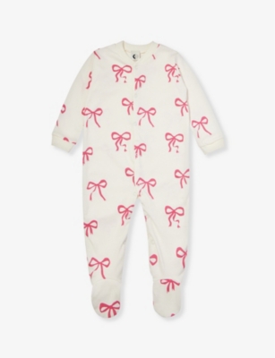 SLEEPY DOE: Bow-pattern long-sleeve organic cotton-jersey babygrow 0-18 months
