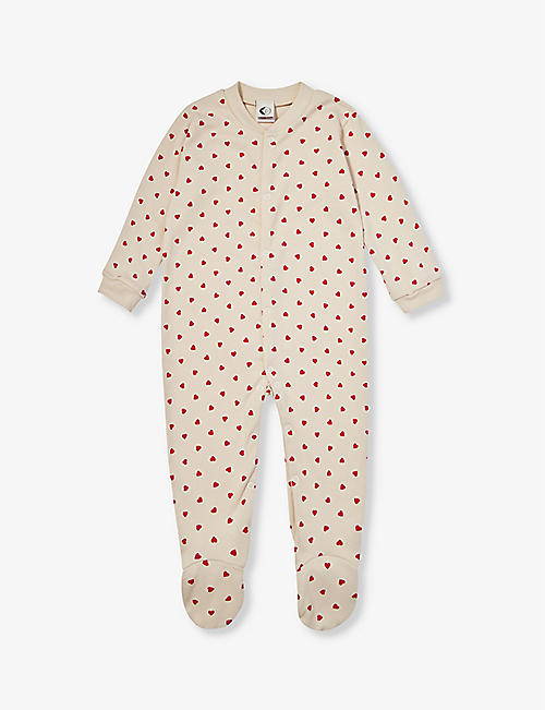 SLEEPY DOE: Heart-pattern long-sleeve organic cotton-jersey babygrow 0-18 months