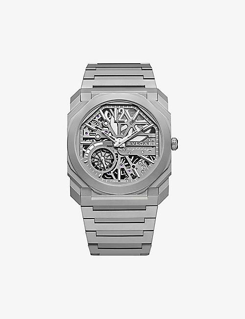 BVLGARI: OC40TTXTSK8D Octo Finissimo Skeleton titanium manual watch