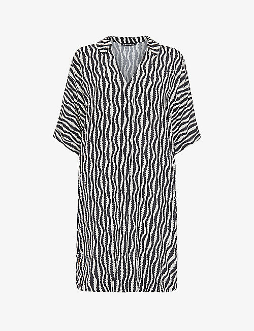 WHISTLES: Melanie graphic-print relaxed-fit woven mini dress