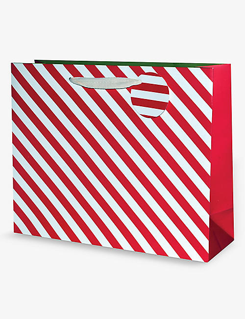 THINK OF ME: Candy Stripe graphic-print gift bag 30cm