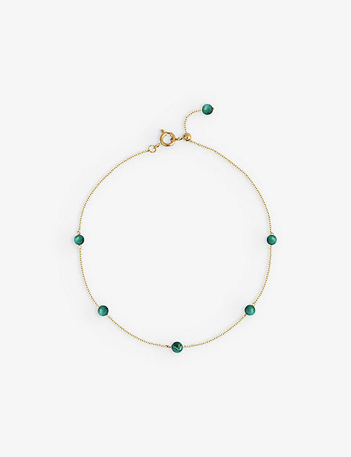 THE ALKEMISTRY: Boba Matcha 18ct yellow-gold and malachite beaded anklet