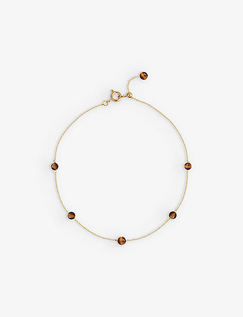 THE ALKEMISTRY: Boba Brown Sugar 18ct yellow-gold and tiger's eye anklet