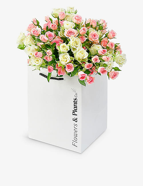 FLOWERS & PLANTS CO.: White, pink spray rose mix fresh-flower bouquet