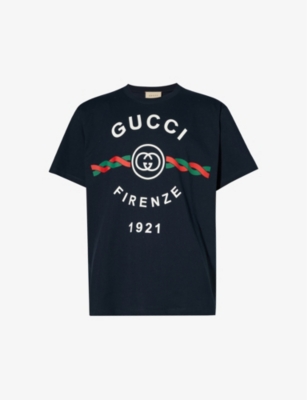 GUCCI: Brand-print relaxed-fit cotton-jersey T-shirt