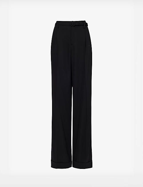 RALPH LAUREN: Acklie contrast-trim mid-rise wide-leg wool trousers