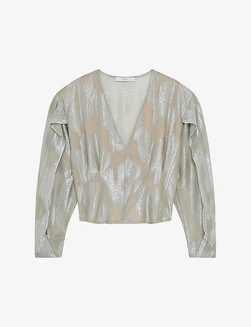 IRO: Berma V-neck metallic woven blouse