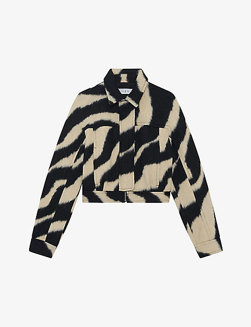 IRO: Eraki zebra-print cropped wool-blend jacket