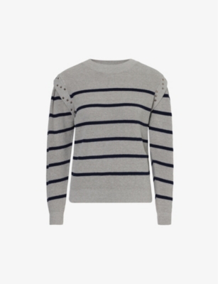 IKKS: Striped stud-embellished cotton-blend jumper