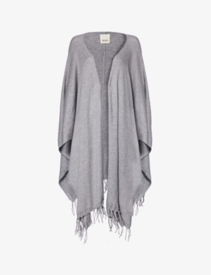 IKKS: Fringed-trim studded knitted shawl