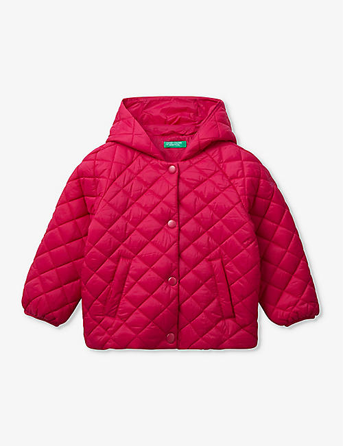 BENETTON: Logo-embroidered quilted hooded shell jacket 18 months – 6 years