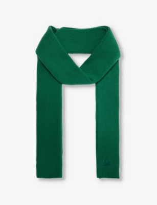 BENETTON: Logo-embroidered ribbed wool-blend scarf