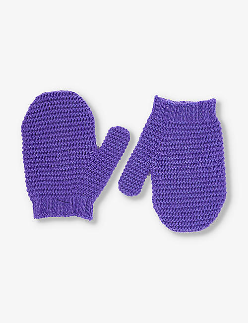 BENETTON: Chunky ribbed wool-blend mittens 18 months - 5 years
