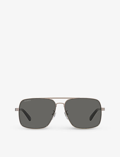 GUCCI: GC002048 GG1289S rectangle-frame metal sunglasses