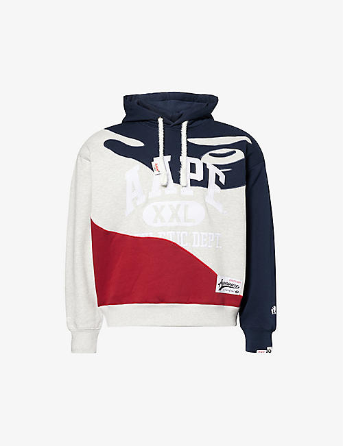AAPE: College contrast-panel cotton-blend hoody
