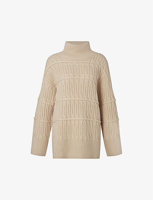 MALINA: Adelyn cable-knit merino wool-blend jumper