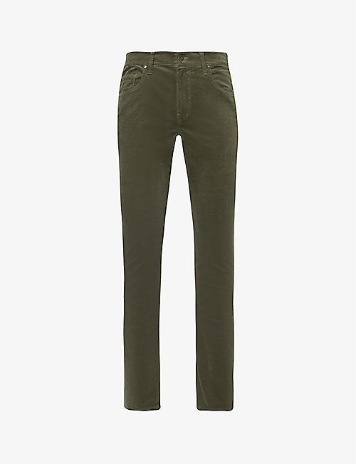 PAIGE: Federal slim-fit tapered-leg cotton-blend jeans