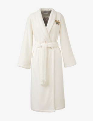 YVES DELORME: Golestan floral-embroidered organic cotton-blend bathrobe