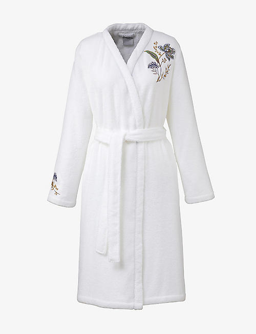 YVES DELORME: Grimani floral-embroidered organic cotton-blend bathrobe
